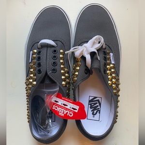 BRAND NEW GRAY VANS WITH STUDS, SIZE 9